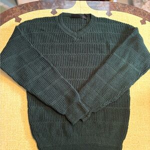 Vintage Jantzen Men's Dark Green V-Neck Sweater